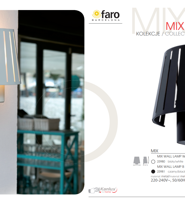 БРА MIX WALL LAMP W (23980), Faro