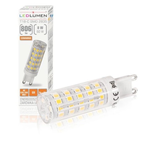 Лампа светодиодная G9 LED 8W 806Lm, LEDlumen