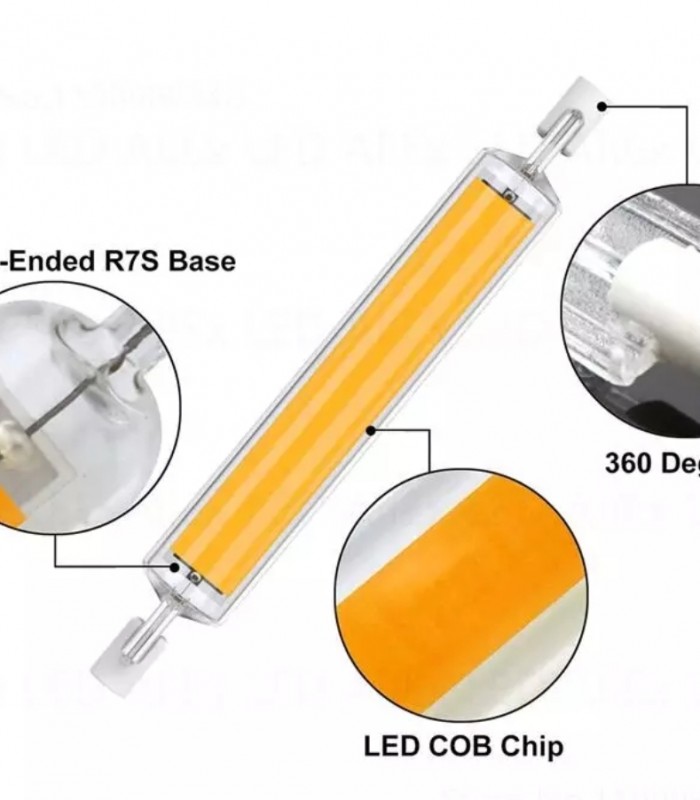 Лампа світлодіодна COB R7S 118мм 100 7,8W NW 360° AC230V